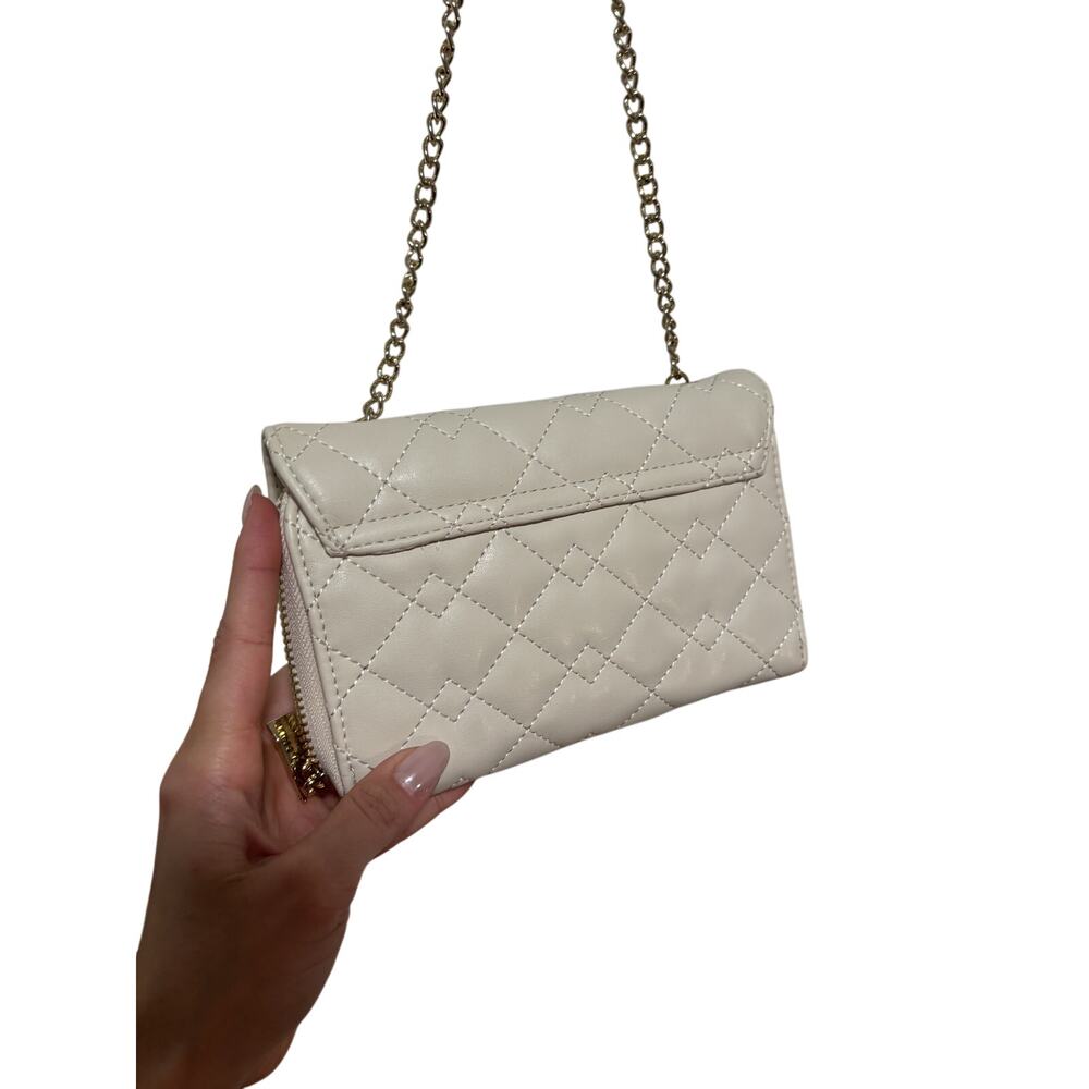 Quilted White Crossbody Purse with Gold Chain Strap - Picture 6 of 7